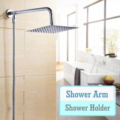 China Without diverter stainless steel wall mounted shower arm factory wholesale chromed copper shower hose for top shower for sale