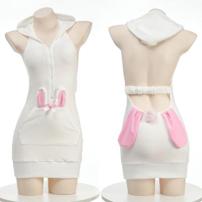 China Sexy Terylene Bunny Role-Playing Set, Hooded Bare Back, Dress Rabbit Ear Slim Fit Cute Plush Wrapped Hip Skirt for sale