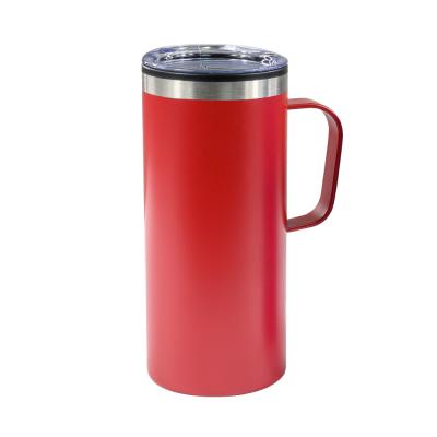 China Large Capacity Viable Red Double Wall Spray Paint Coffee Mug With Handle For Office for sale