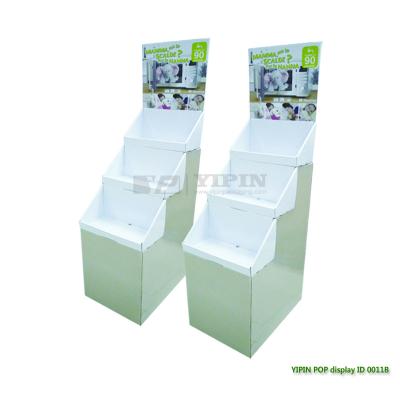 China Food kraft paper yipin packaging customize supermarket advertising pop cardboard 3 tier display stand for sale