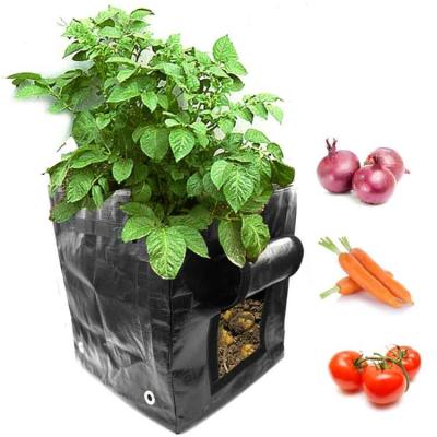 China Eco-friendly collapsible high quality cheap square poly 10 gallon garden planter potato grow bags with flap for sale