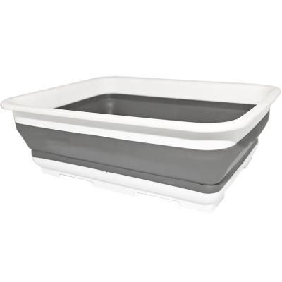 China Sustainable Portable Plastic Kitchen Square Fruit Vegetable Sink Drain Basket Folding Basin for sale