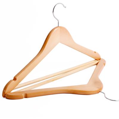 China Premium Wooden Unfinished Wood Hangers Minimalist Natural Grain Hangers For Dressing Suits for sale