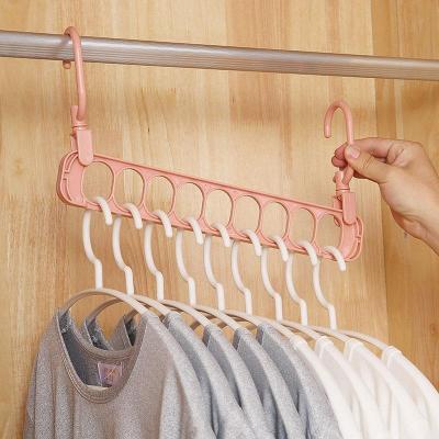 China Nine-hole Non-slip Folding Hook Hanger Wardrobe Storage Wardrobe Multifunctional Minimalist Artifact Household Double for sale