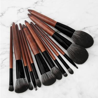 China Angular Blush Wholesale Synthetic Hair Wood Handle Makeup Brush 12pcs Makeup Brush Set for sale