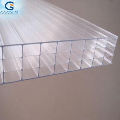 China 16 mm strong four-wall 4 wall four layers polycarbonate policarbonato PC hollow sheet panel for sale