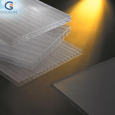 China 20 mm strong triple-wall 3 wall three layers polycarbonate policarbonato PC hollow sheet panel for sale