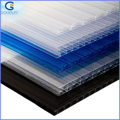 China Strong 4mm 50 Micron Polycarbonate Twin Wall Cavity UV Coating Sheet for sale