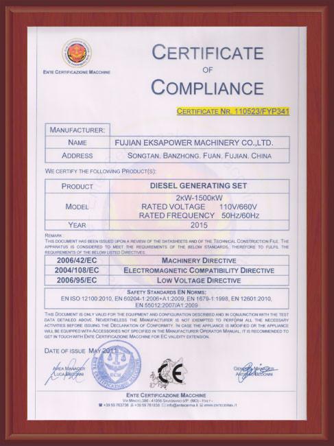 CE Certificate - FUJIAN EKSAPOWER GROUP