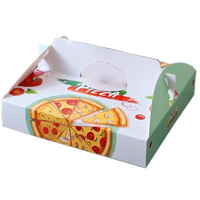 China Recycled Materials Wholesale Free Sample Trending Design Printing Corrugated Recycled Paper Box Pizza Cardboard Box Supply With Handle for sale