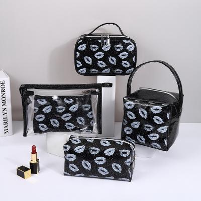 China 2023 New Product Fashion Portable Storage Black Sexy Lip Bags Large Capacity Carrying Waterproof Wash And Makeup Cosmetic Bag for sale