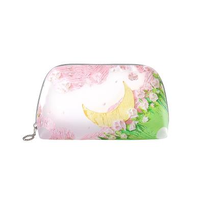 China Lady NEW Design Lovely Flower Travel Bag Transparent Elegant Waterproof Flower Cosmetic Case TPU Flower Half Cosmetic Bag for sale