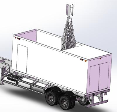 China Hydraulic Erect 30m Telecom Tower on Wheels with Motorized Lattice and Shelters for sale