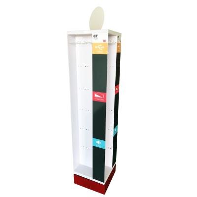 China Customized Design Eco-friendly Retail Rotating Acrylic Movable Charger Cables Display Rack Floor Standing Display With Spinner for sale