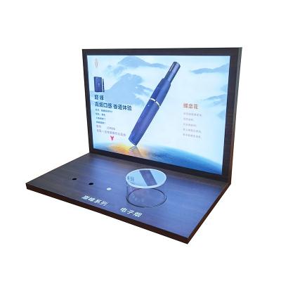 China Custom Design Lit Custom Design Acrylic Retail Store Advertising Display Perspex E Hookah Pen Counter Display Stand for sale