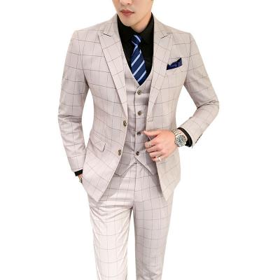 China Three-piece suit new slim men's breathable suit plus size men's formal suit for sale