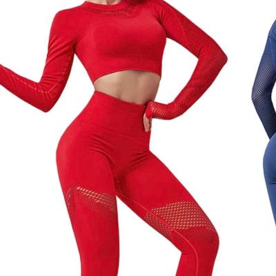 China 2020 New Arrival Breathable Fitness Yoga Set Gym Clothes Solid Color Breathable Sportswear Women Long Sleeve for sale