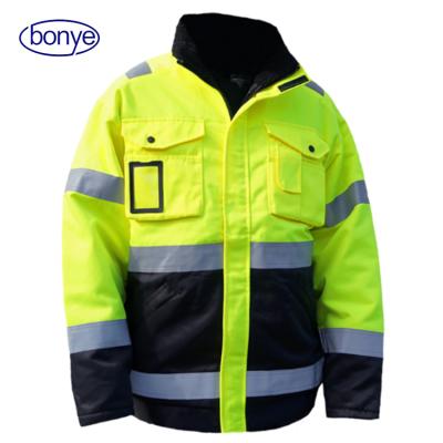 China 80/20T/C with 100gsm quilted padding HIVIS 80/20 TC quilted jacket 300GSM custom unisex reflective jacket for sale