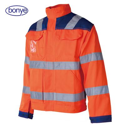 China 45/55 T/C 300gsm+reflective tape High Visibility Mens Safety Winter Coat for sale