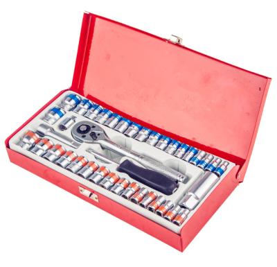 China 40 Pcs HEX Metric and Inch Sea Tool Kit Professional 1/4 and 3/8 Inch Socket Wrench Set for sale