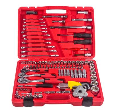 China 121 Pcs Torx 1/4 3/8 Metric 1/2 Drive Ratchet Socket Wrench Set With Red Blow Case Tool Box 72 Teeth Socket Wrench Set for sale