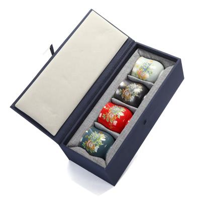 China Wholesale Luxury Pure Silver Color And Enameled Pure Silver Color Real Inside Coffee Tea Cup Set Best Gift Bone China Ceramic Fine Tea Cups Set gift box packaging for sale