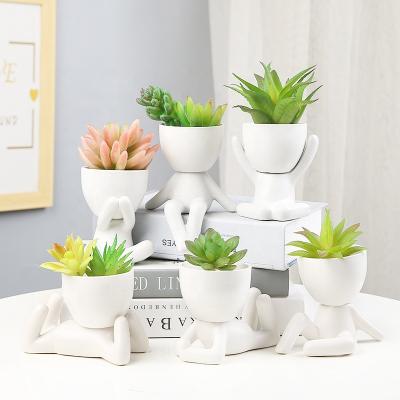 China Cute Body Art Small Succulent Planter Pots, Ceramic Flower Cartoon Pots for Succulent Plants, Mini Succulent Plant Pot for sale