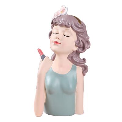 China Modern Europe Cartoon Girl Children Room Decoration Birthday Gift For Girl Home Decoration Cute Girl Resin Opens Statue Sculpture for sale