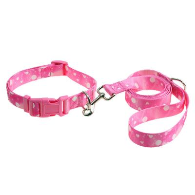 China Professional Nylon Pet Leash Stripe Rope Strap Pie Quick Release Factory Luxury Pet Collars for sale