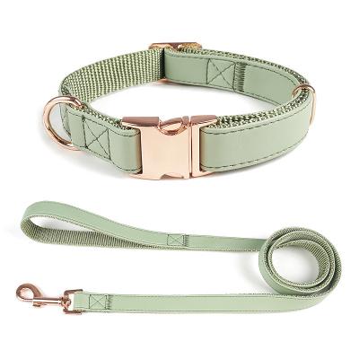 China New Arrival Quick Release Metal Adjustable Dog Color Leather Personalized Custom Made Collar Leads for sale