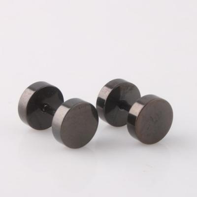 China Pendientes piercing inoxidables del Barbell de la joyería del cuerpo de acero del color de los pendientes para hombre únicos negros del perno prisionero en venta