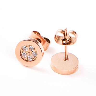 China High Quality Rose Gold Plated Round Shape CZ Stud Earring Body Piercing Jewelry Earrings for sale