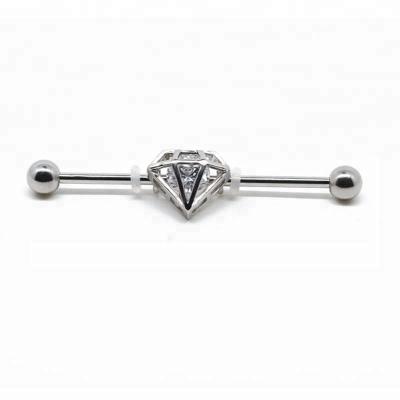 China Chinese fashion jewelry of unique industrial barbell slider with clear zircon for sale