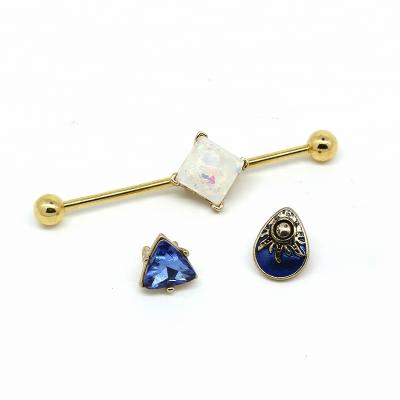 China Custom made industrial barbell gold plated jewelry set of industrial piercing for sale