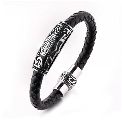 China Man's Stainless Steel Clasp Braided Leather Bracelet Wholesale For Party for sale