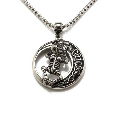 China Fashion Jewelry Long Chain Round Skull Shape Stainless Steel Necklace for sale