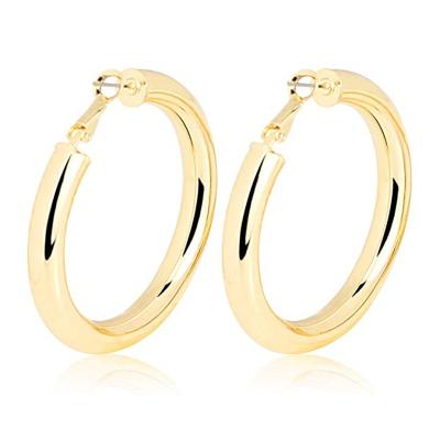 China Fashion Gold Color Hoop Earrings Hypoallergenic High Polished Dangle Drop Minimalist Hoops Earrings for Women Girls for sale