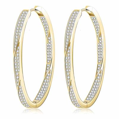 China New Fashion S925 Jewelry Party Gift Custom CZ Huggie Gold Hoop Earrings For Women for sale