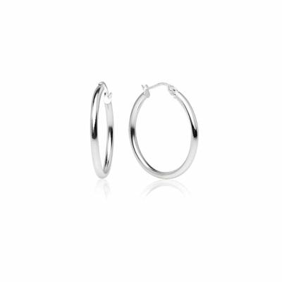 China OEM ODM 925 Sterling Silver High Polished Round-Tube Click-Top Hoop Earrings For Women for sale