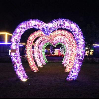 China Wedding LED Decorated 2D Outdoor Pink Heart Corridor Heart Arch Pattern The Lights span: 2m for sale