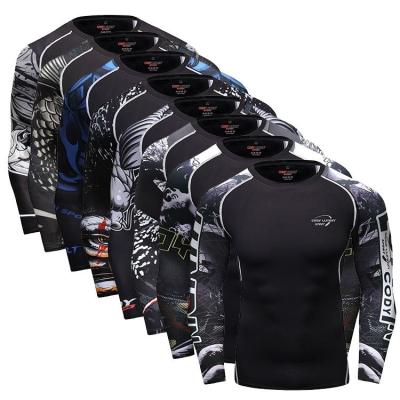 China Anti-wrinkle men sportswear rashguard private label custom sublimated bjj rash guard shirt for sale