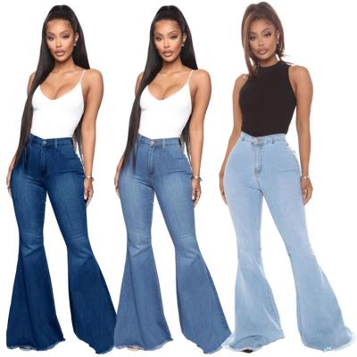 China Hot jeans solid color 4035 2022 women's QUICK DRY newcomers high-waist fashion casual straight denim flare pants for sale