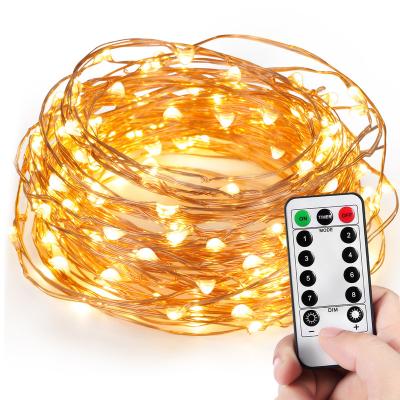 China Copper Wire Light Led Colorful Solar Fairy Lights Led House Yard Christmas Ornaments Decoration Copper Wire String Lights for sale