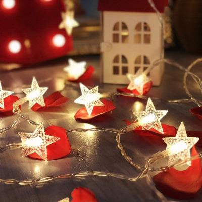 China Garden Birthday Indoor Outdoor Christmas Party Curtain Led Copper Wire Star String Hanging Light for sale