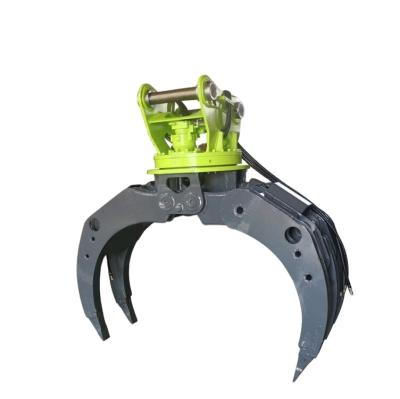 China Applications Construction Machinery Excavator Soft Parts Hydraulic Rotator Rotation Grapple Rock Grab Wood Log Grapple Excavator Grab for sale