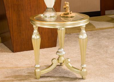 China Gold Leaf Finish Modern Wood Coffee Table , Luxury Round Wood End Table for sale