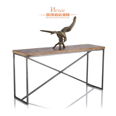 China Unique Wooden Top Metal Base Hallway Console Table for Hotel Furniture for sale