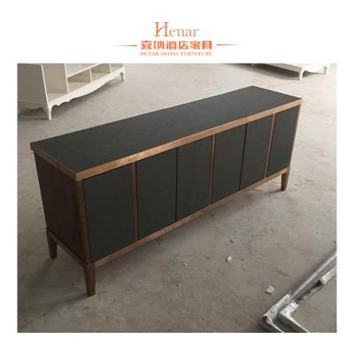 China Black Modern Console Table With Storage Drawers And Shelf , Cabinet for sale