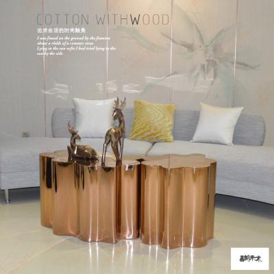 China Decorative Modern Lobby Furniture Metal End Table In Golden Finish for sale