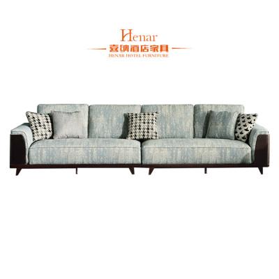 China White And Bule Large Loose Cushion Hotel Lobby Sofa , Wooden Furniture for sale